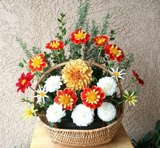 Košara za cvijeće s dalijama